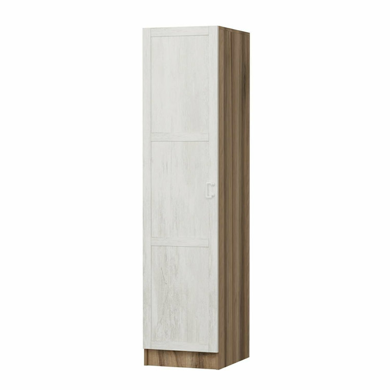 Wesa Traditional Wardrobe with Multiple Shelves, White & Gold, 17.7 x 74.8 x 20.5 inches | 100% Melamine Coated Particle Board, Thickness: 0.7 inches | Wall-Mountable Design with Cover, Elegant Storage Solution for Any Room