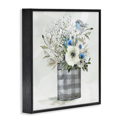 Country Plaid Flower Vase Framed Giclee Art by Carol Robinson