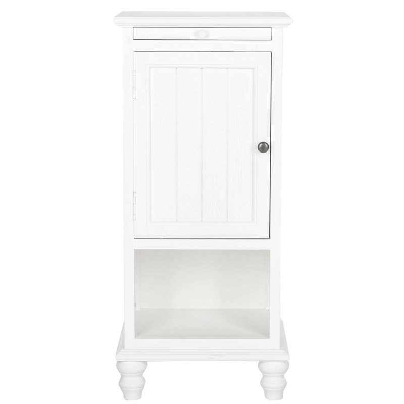 Table de bout élégante et moderne Fenstermacher - Accent rustique blanc avec pieds en oignon tournés et armoire de rangement