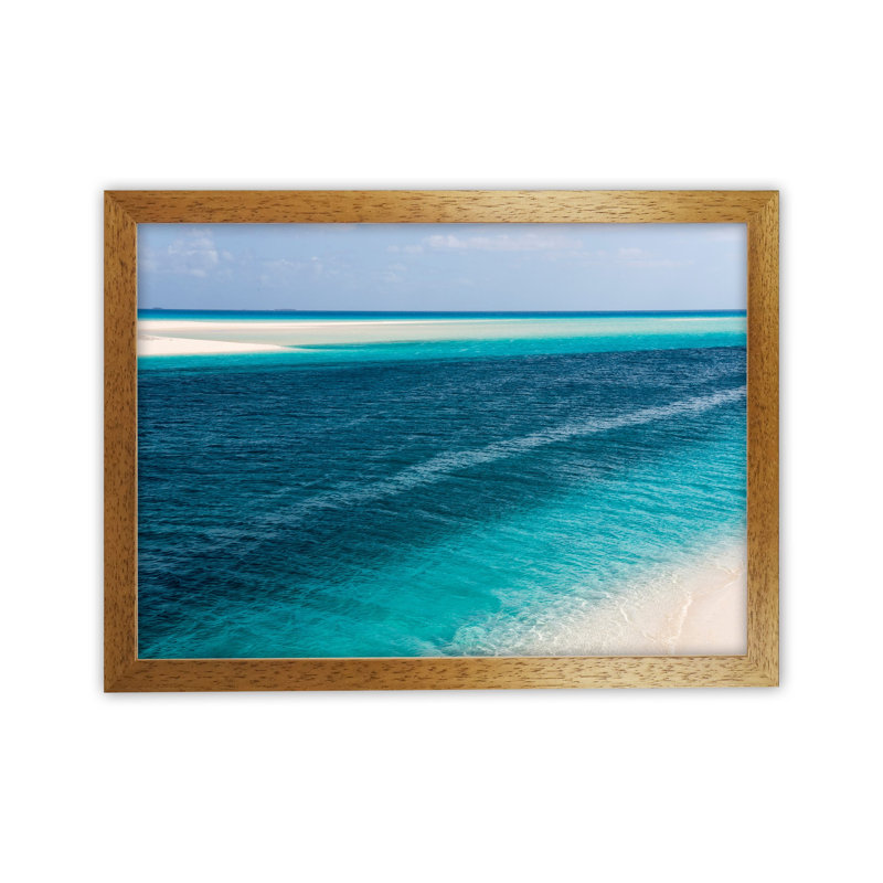 Ouvea Waters by Karsten Wrobel - Print on Canvas, Brown Framed, 46cm H x 63cm W x 3cm D