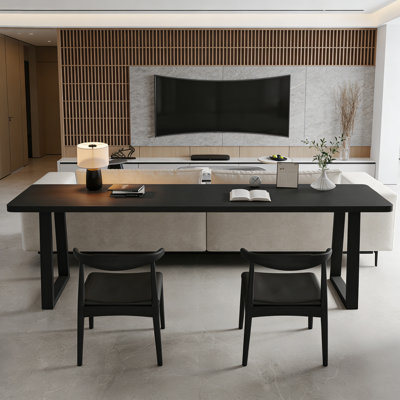 Modern Rectangular Solid Pine Wood Writing Desk
