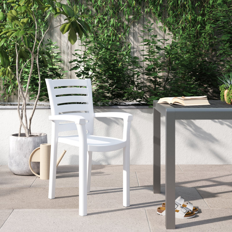 Isabell Stacking Patio Dining Armchair, White