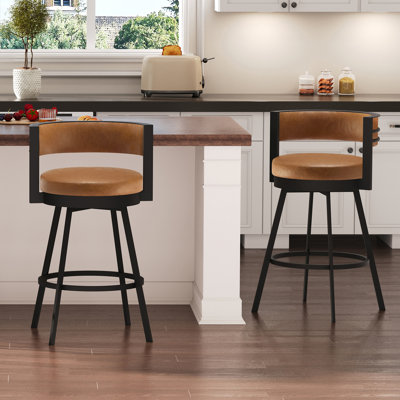 Ayala Swivel Upholstered Counter Stool with Steel Frame