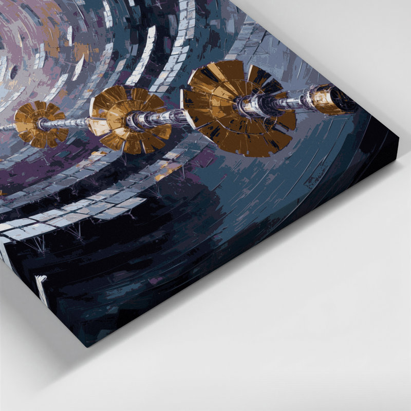 Art mural sur toile gris Sci Fi, H 12 po x l 12 po