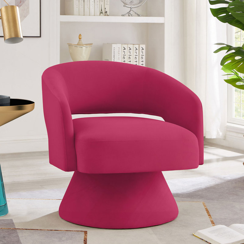 Fauteuil demi-tonneau pivotant rembourré en velours, Rose