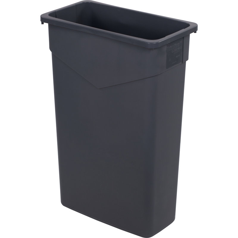Gray Polyethylene Slim Rectangular 23-Gallon Waste Container