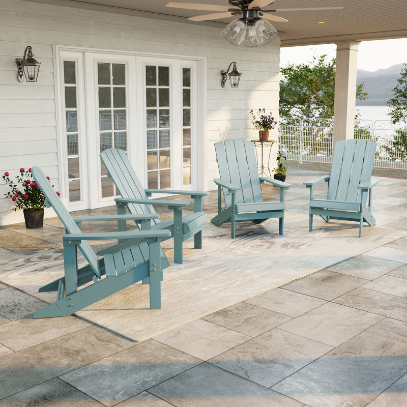 Chaise de patio en plastique Adirondack, Bleu lac