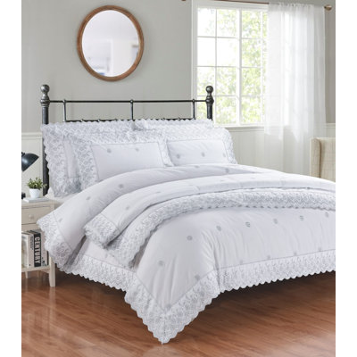 GABRIELLE Cotton Blend Solid Colour Duvet Cover Set with Pillowcases