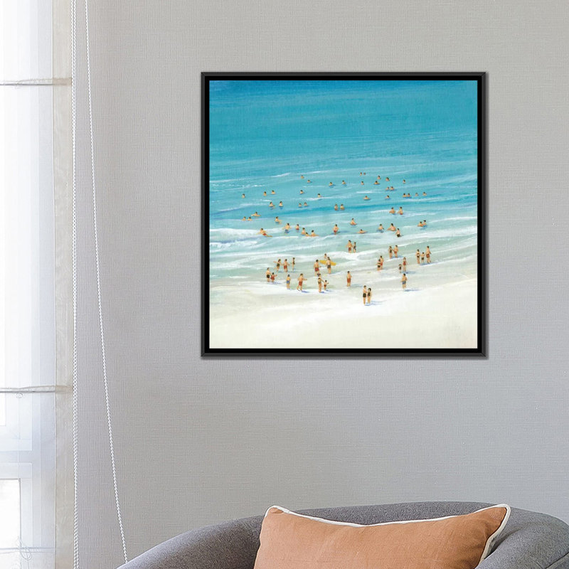 « ocean nage i », impression sur toile, H 18 po x l 18 po x P 1,5 po, Toile avec cadre noir, Pas de tapis