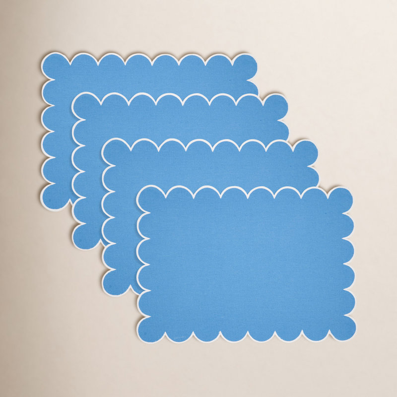 Napperons rectangulaires 100% coton Paddock, Bleu