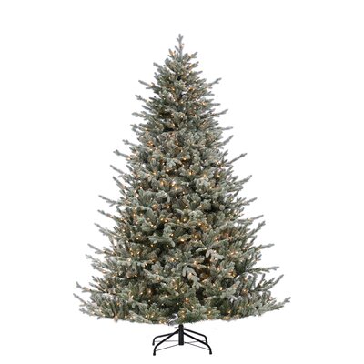 Natural Cut Flocked Mountain 7.5"" Green Fir Artificial Christmas Tree with Clear White Lights -  The Holiday Aisle®, 6832F06E2ECE4F4181368F00F1B5742E