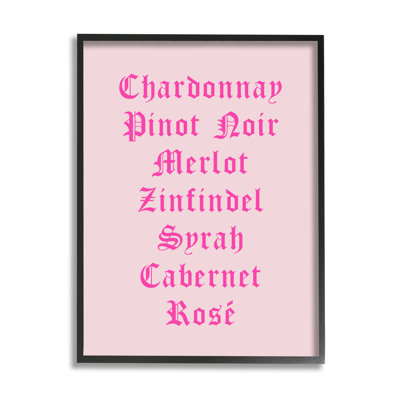Chic liste des vins roses encadrée par House of Lulu