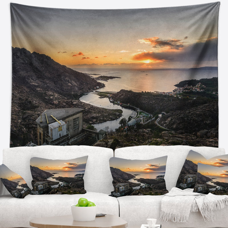 Paysage, paysage d'Ezaro, Galice, Espagne, tapisserie, H 68 po x l 80 po