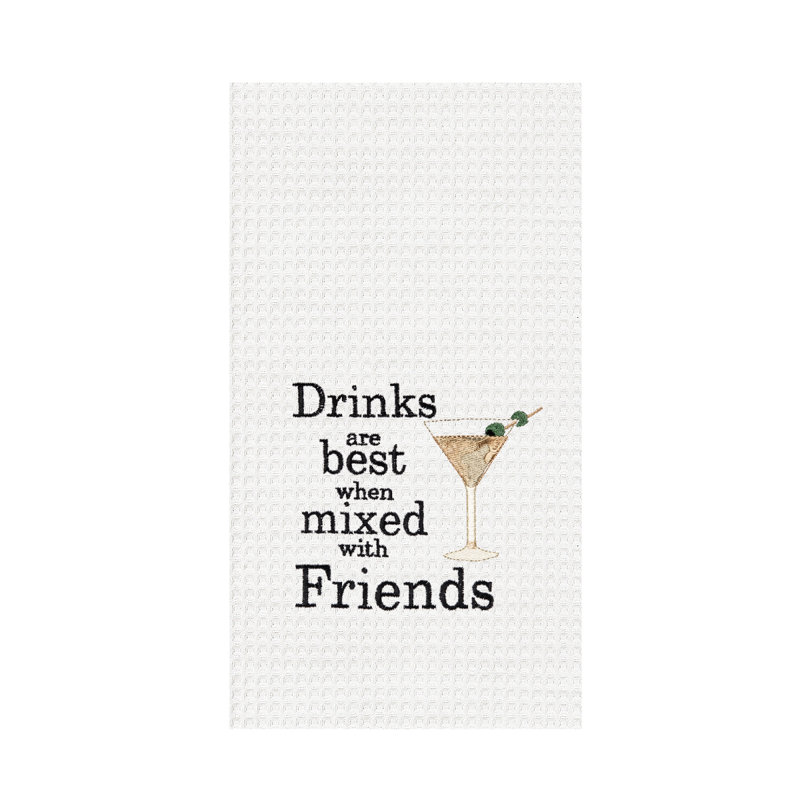 Torchon "Drinks Are Best With Friends" Waffle Weave