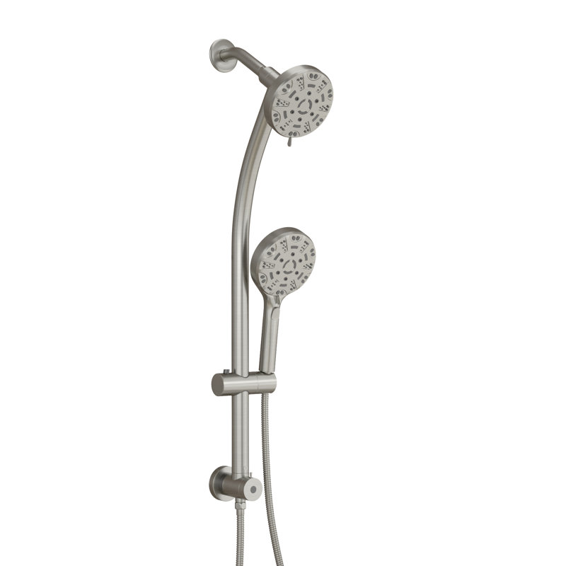 Pomme de douche double multifonction, Nickel brossé