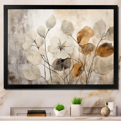 Beige Botanical Impressions III - Abstract Botanicals Canvas Art Print