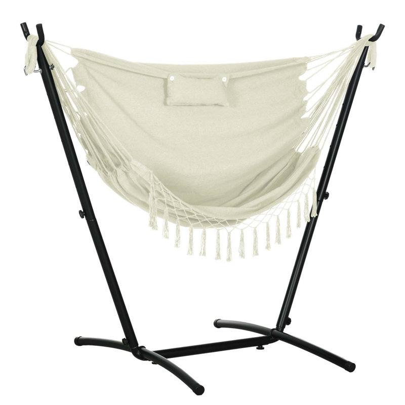 Chaise longue de hamac avec support Outsunny, Blanc
