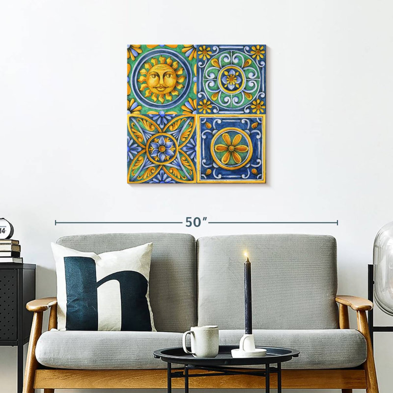 Kerner Flower Pattern Tiles, 24" H x 24" W