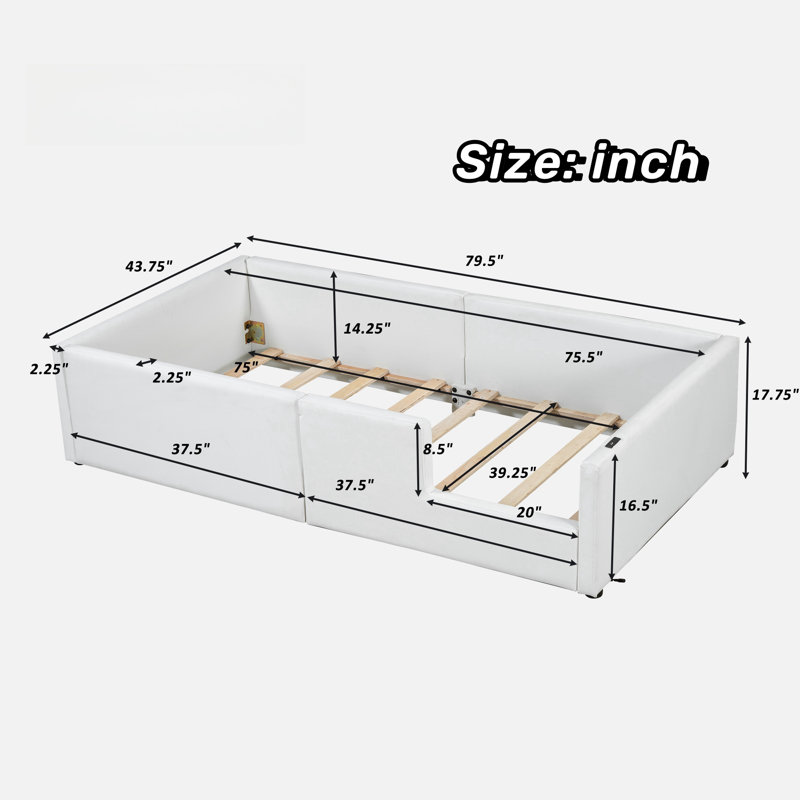 Pinney Upholstered Platform Bed with Guardrail and Charging Station