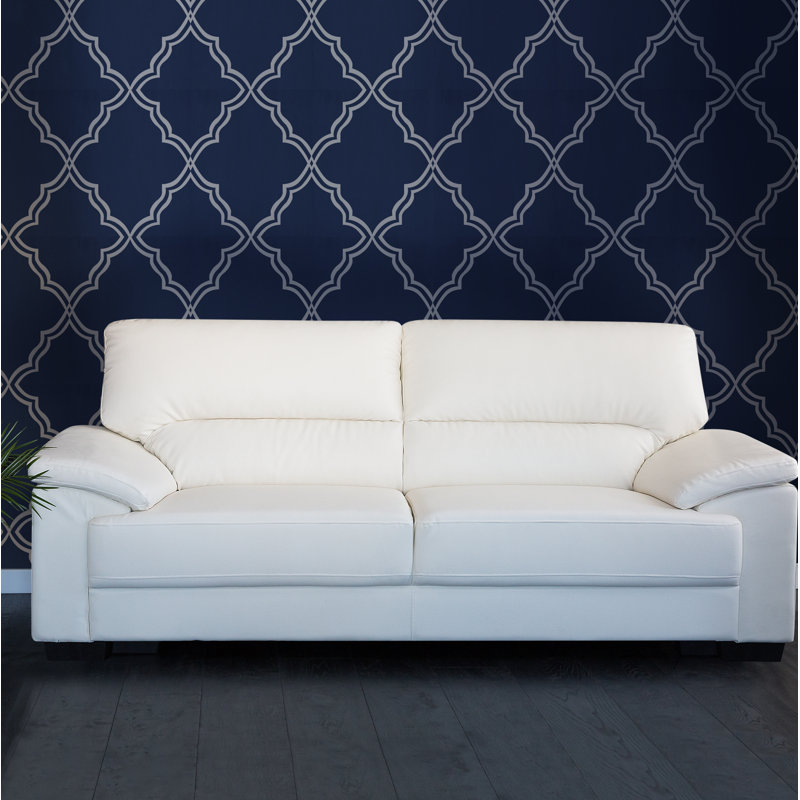 Milla 3 Seater Faux Leather Sofa, Cream