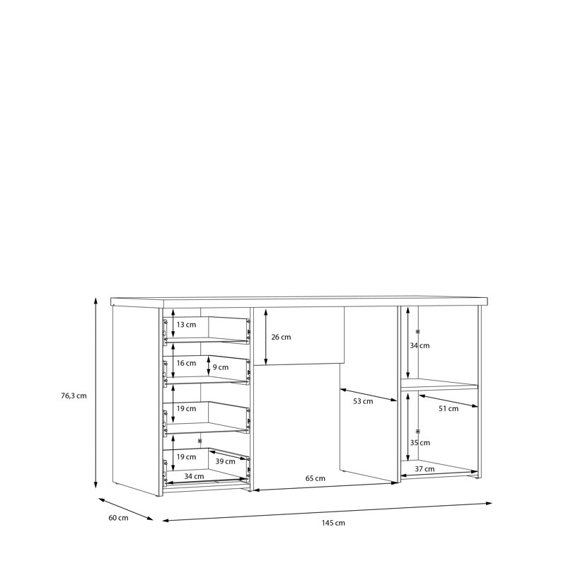 Canonero Computer Desk, Beige/White