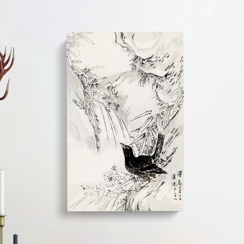 Rook By The Stream by Numata Kashu - Wrapped Canvas Print, 50cm H x 35cm W x 3cm D