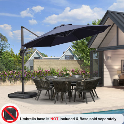 Parasol rond en porte-à-faux avec manivelle sans base 132 "Shantella
