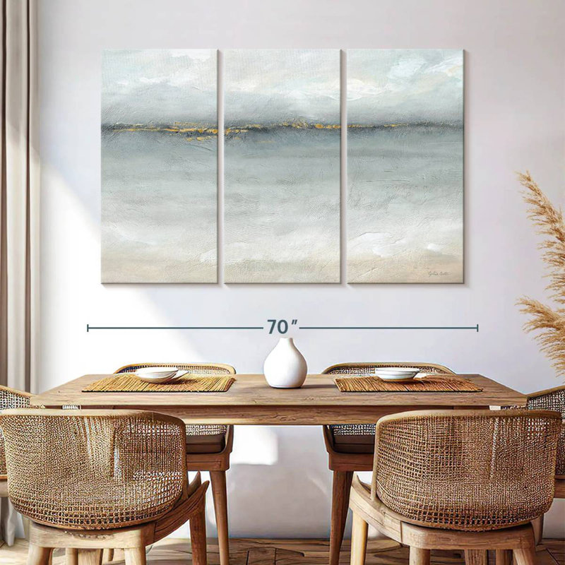 Avery mer sereine or gris paysage, H 42 po x l 65 po
