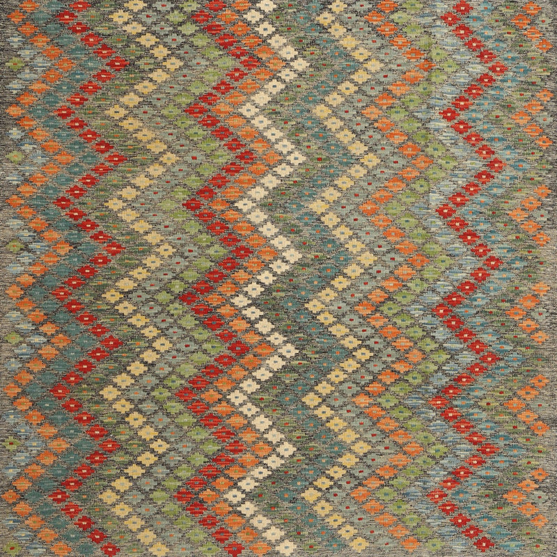 Tapis vert marine / orange Delle, Carré 7 pi x 7 pi