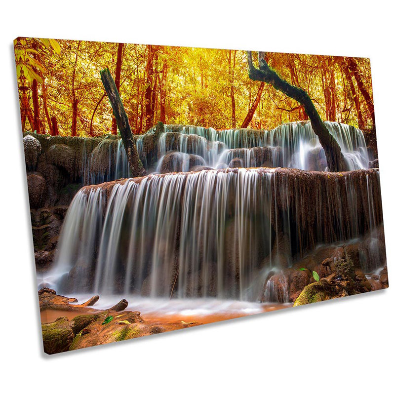 Sunset Forest Waterfall - Wrapped Canvas Print, 30.5cm H x  45.7cm W