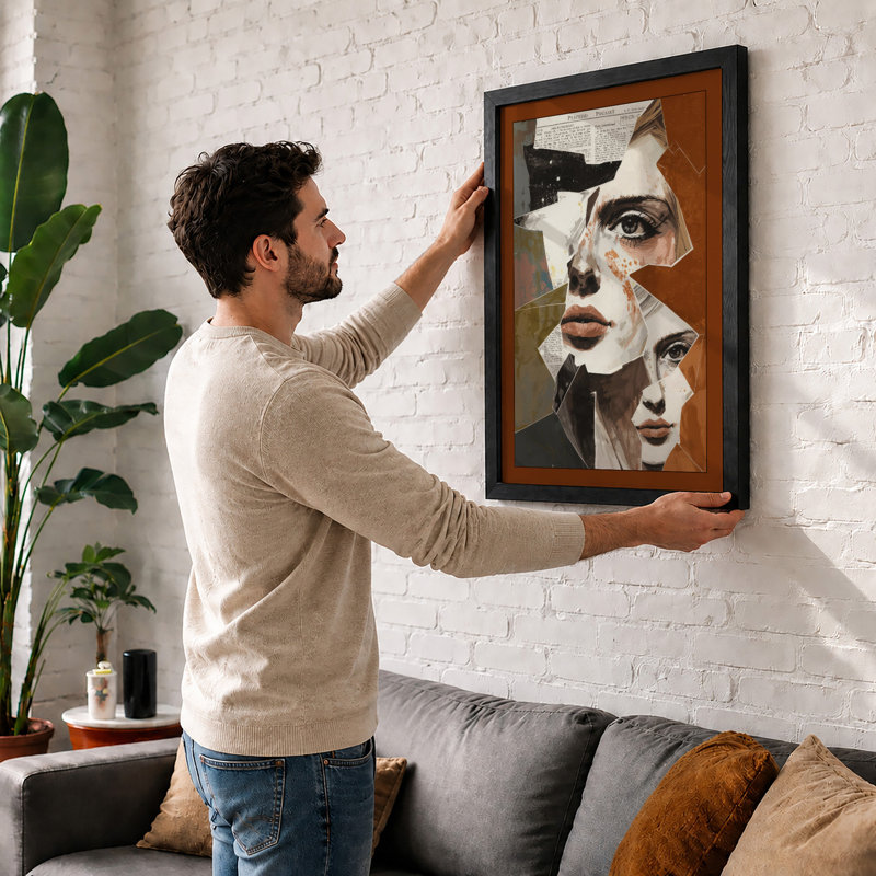 Fragmented Identity Eclectic - Framed Print, A2 - 59.4 x 42.0 cm, Oak