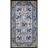 Luxurious Silk Pile Antique Ivory Artistic Chinese Foo Dog Design Rug