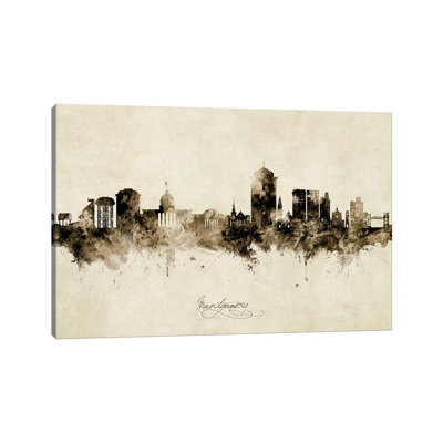 Montgomery Alabama Skyline Vintage by Michael Tompsett - Wrapped Canvas Gallery-Wrapped Canvas Giclée