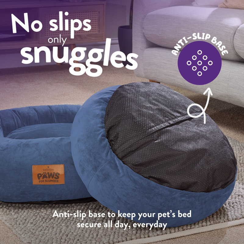 Slumberdown Paws for Slumber Donut Pet Bed, Small (55cm W x 17cm D x 55cm H), Navy, Small (11 -25 lbs)