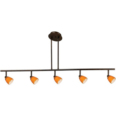 Cal Lighting Serpentine 5 Light Orbit Ceiling Fixture Dark Bronze with White Glass