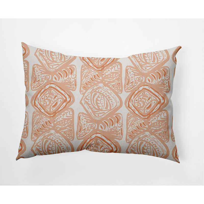 Geometric Outdoor Reversible Throw Pillow, Orange