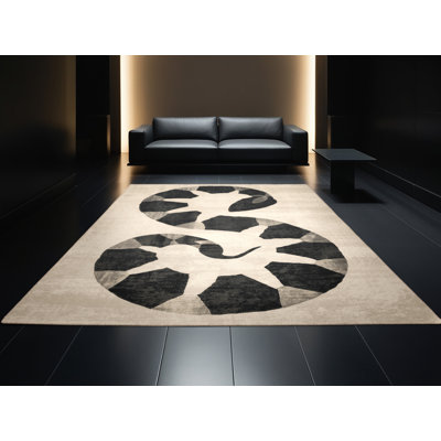 Tapis moelleux moelleux à motif géométrique moderne et doux Jormungandr