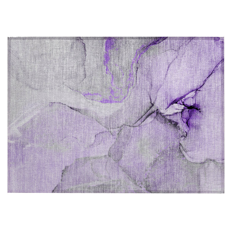 Tapis extérieur lavable antidérapant 2 pi x 3 pi mauve et ivoire