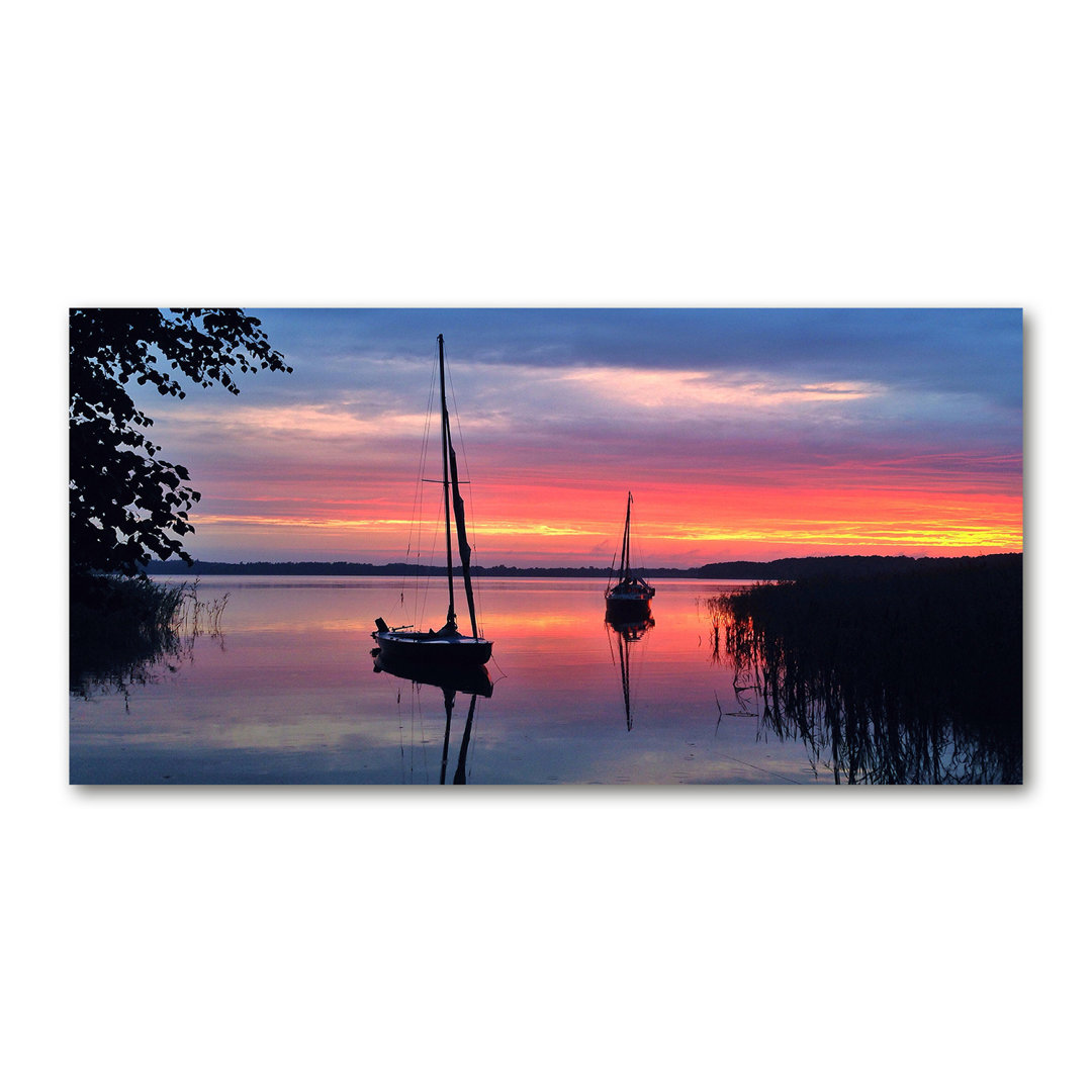 Leinwanddruck - Wandkunst - Drucke auf Leinwand - 120X60 Bild Bildthema: Segelboote bei Sonnenuntergang