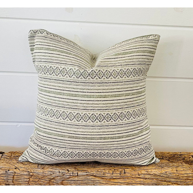  Housse de coussin en coton, Vert, 21,5 po x 21,5 po, À rayures