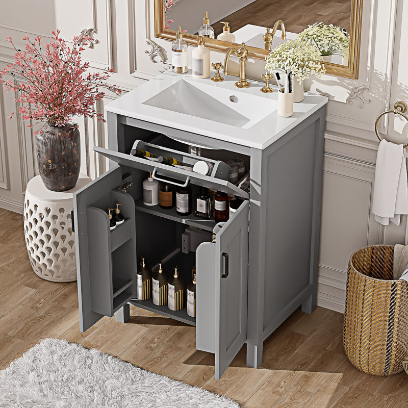 Ensemble de meuble-lavabo avec lavabo en céramique
