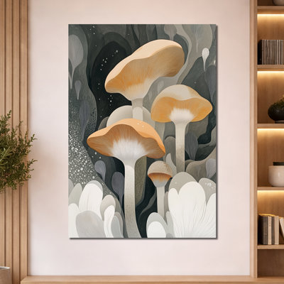 Champignonnière en forêt - Impression sur toile encadrée à thème botanique