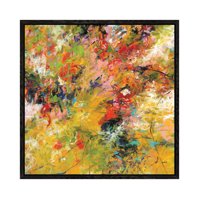 Wildflowers by Jan Weiss - Painting on Canvas, 45.72cm H x 45.72cm W x 3.81cm D, Black Framed