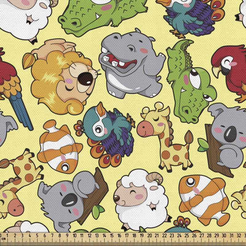 Tissu de dessin animé Ambesonne, l 58 po x L 108 po