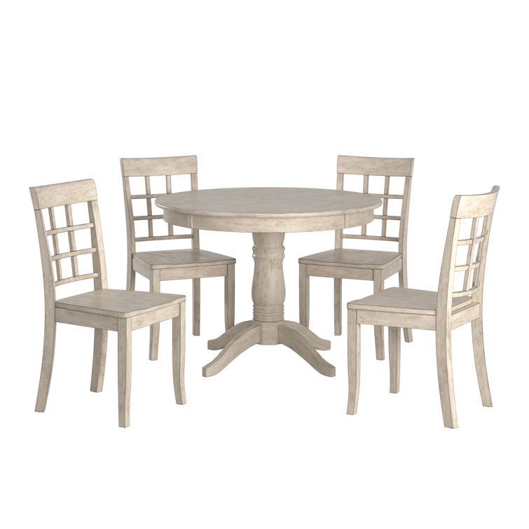 Alexa-Mae 4 - Person Solid Wood Top Pedestal Dining Set