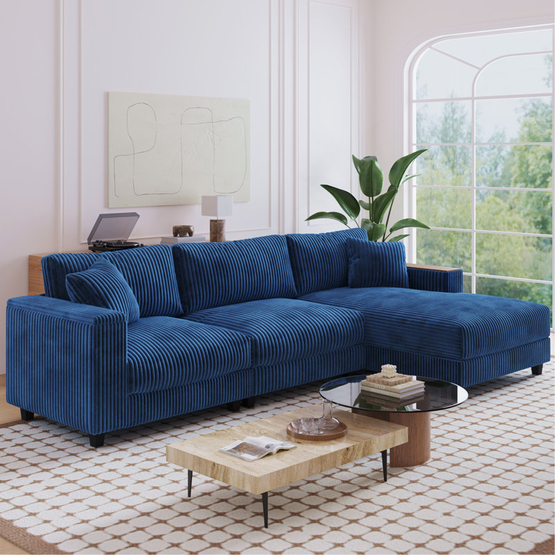 Canapé modulaire en L de 114,5 po avec 2 coussins et canapé en forme de L avec méridienne réversible et deux accoudoirs