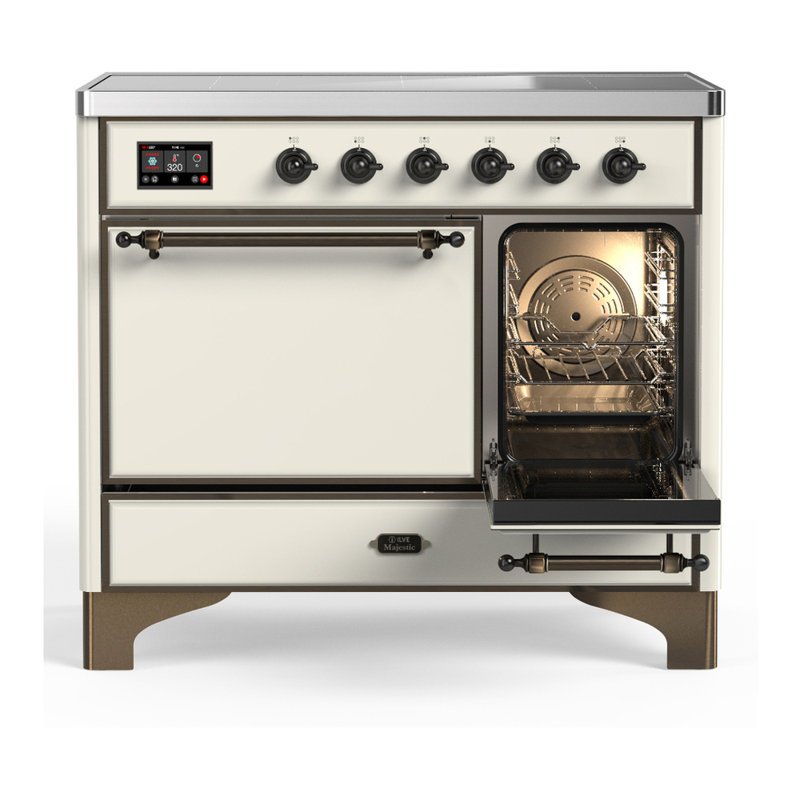 Majestic III Series 40 Inch Induction Range with 6 Induction Elements in Glossy Black (Copper Trim), Burnished, Antique White