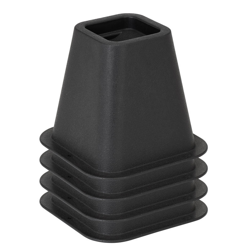 Simplify Black 6-Inch Plastic Bed Risers with Wheel Caster Stabilizer