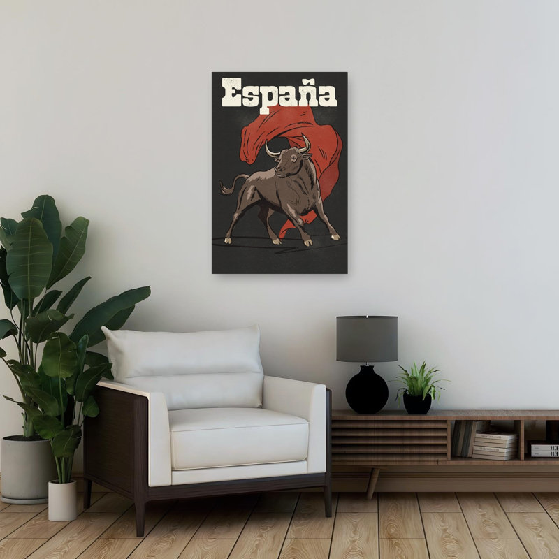 «Espaapa Bull and Cape», reproduction d'art traditionnelle rétro sur toile, 36" H x 24" W