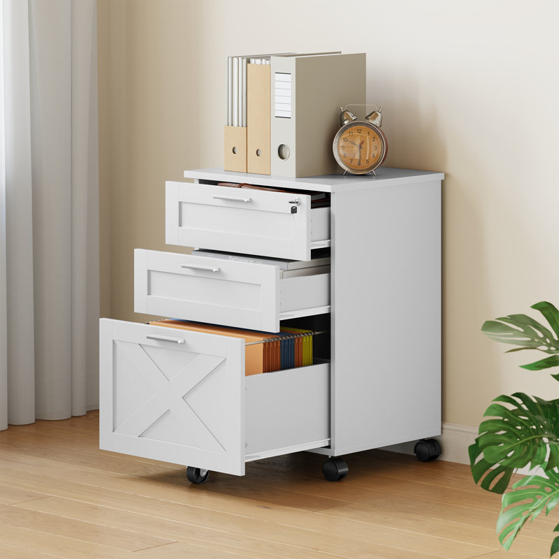40cm Wide 3 -Drawer File Cabinet, White